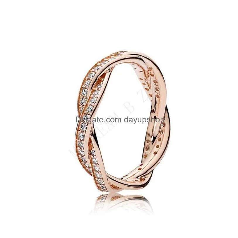 spring ring 925 sterling silver rose gold pink enchanted crown rings original fashion diy charms jewelry for women making