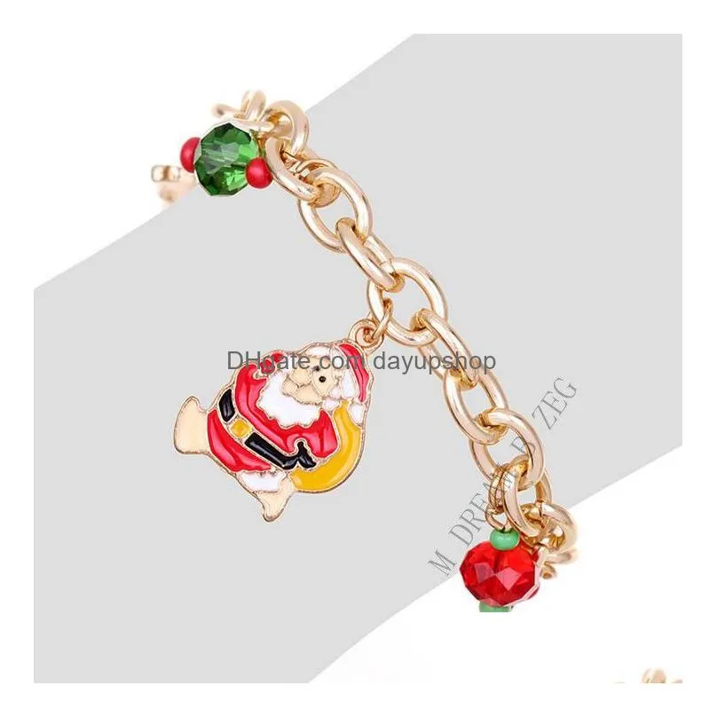new style santa pendant bracelet christmas tree pendant bracelet fashion jewelry nice gift for girls free ship