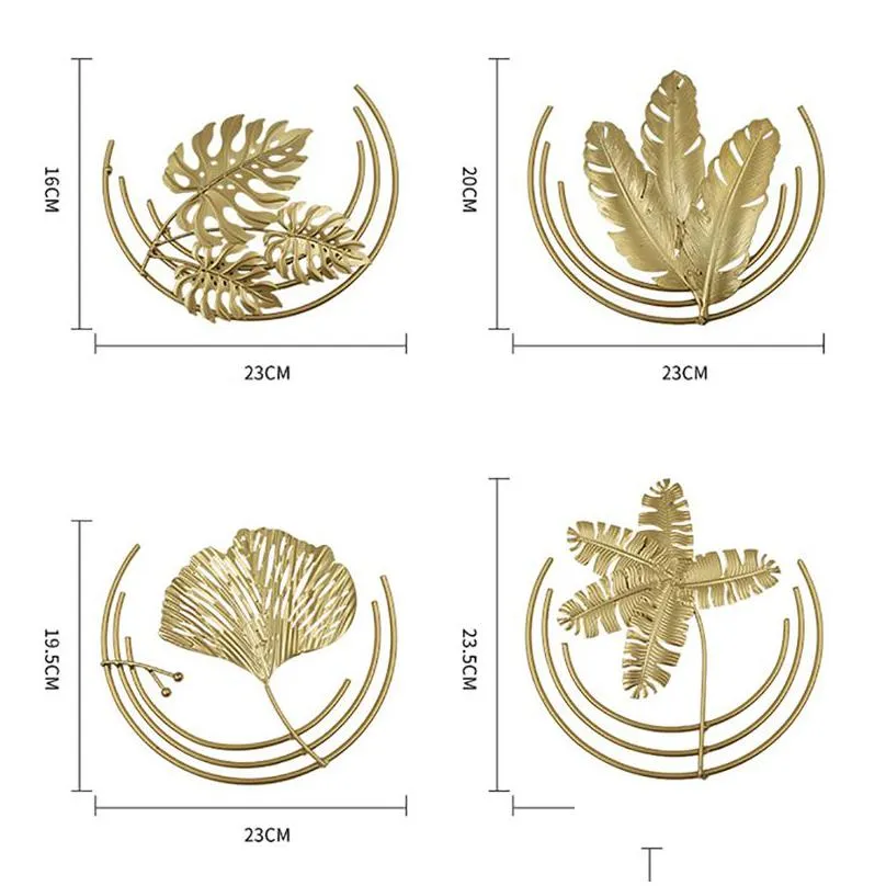 other home decor nordic light luxury golden plant leaves wall decoration pendant living room sofa background haning ornament figurines