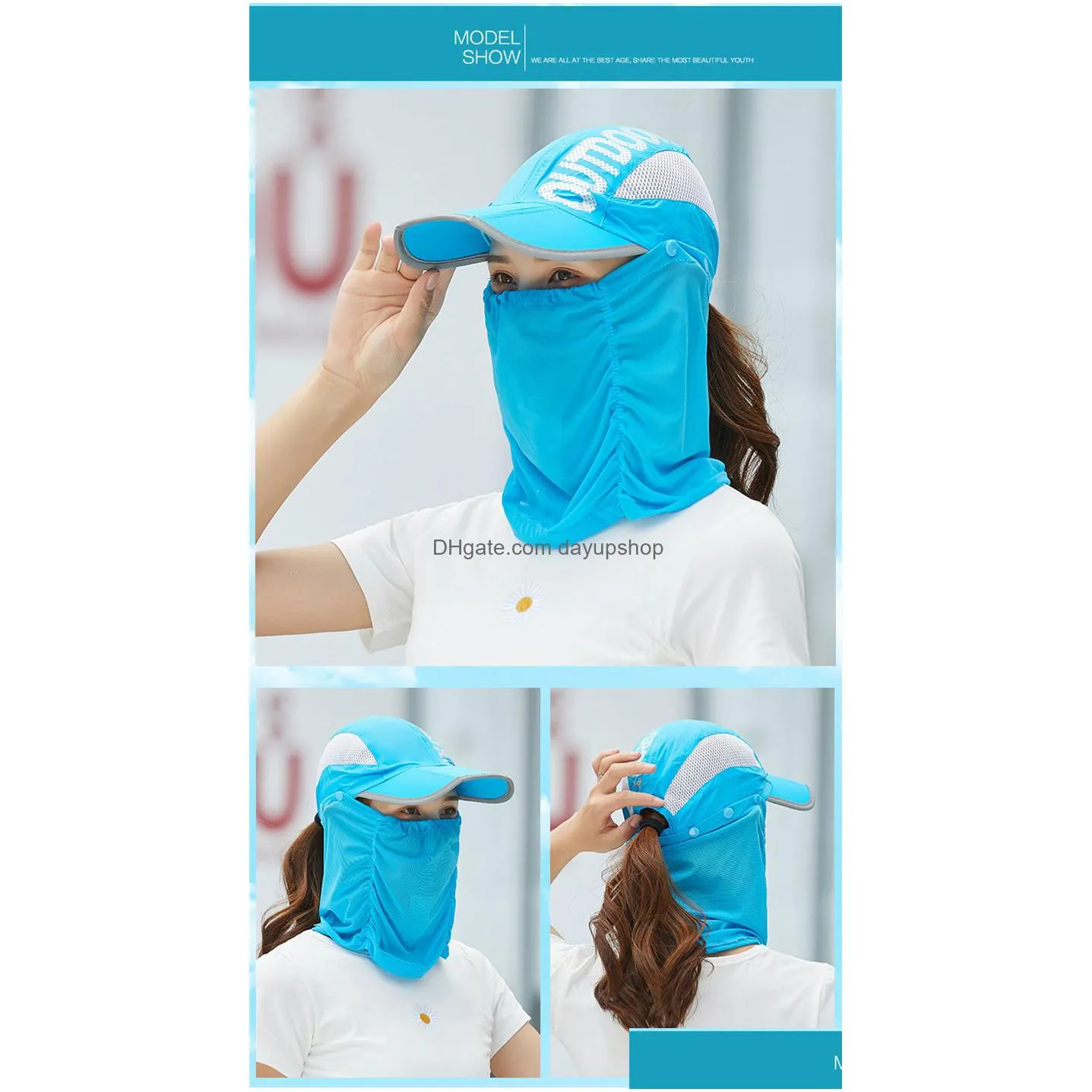 summer cover sunscreen hat quickdrying cold hat foldable sun hat protective face mask outdoor sunscreen face shield