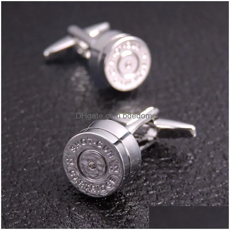 french men`s shirt metal brass enamel cufflinks bullet gun cool sleeve button business suit top cuff links for men fashion jewelry will and