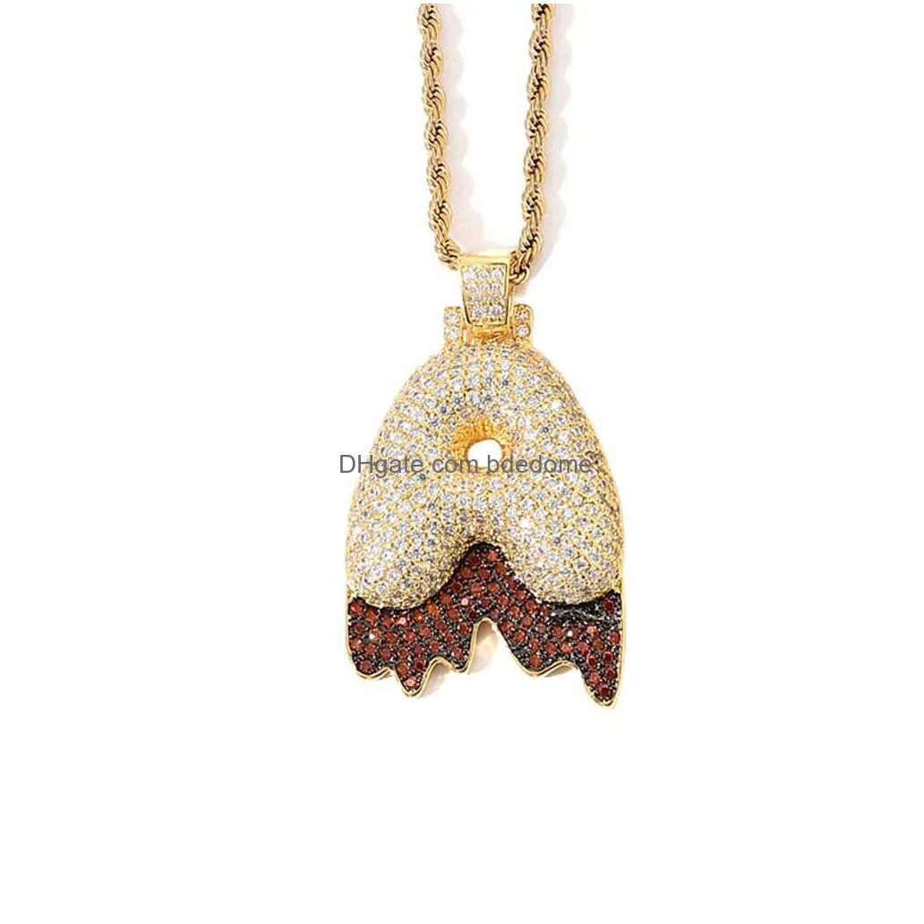 a z 18k gold magma english letter necklace cubic zirconia initial pendant necklaces bling diamond hip hop jewelry set women men stainless steel chain will and