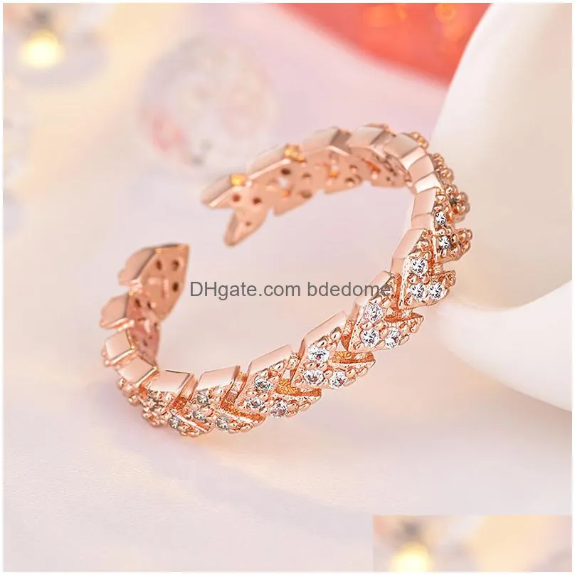 diamond arrow ring band finger rose gold open adjustable rings for women fashion jewelry will and sandy