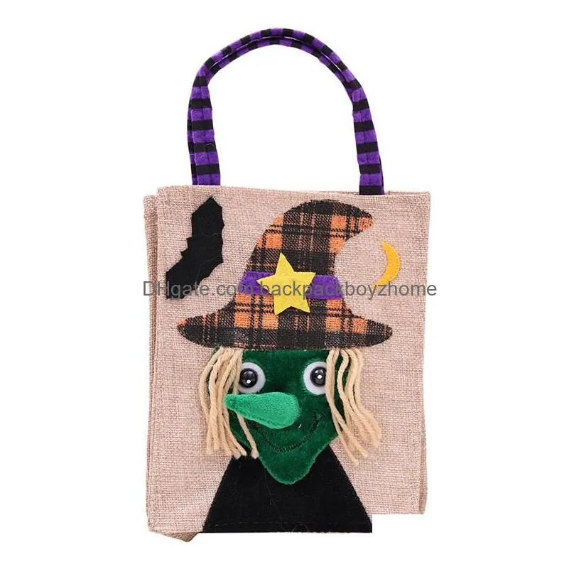 26*15cm festive party supplies halloween linen tote bag pumpkin candy storage bags 4 styles halloweens decoration handbag t9i001370