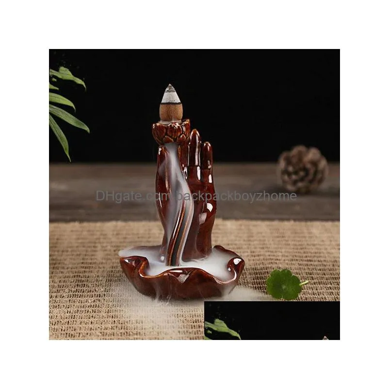 ceramics glaze incense lamp burner buddhist reflux aromatherapy censer backflow creative shape fragrance lamps sticks holder many styles 8cy