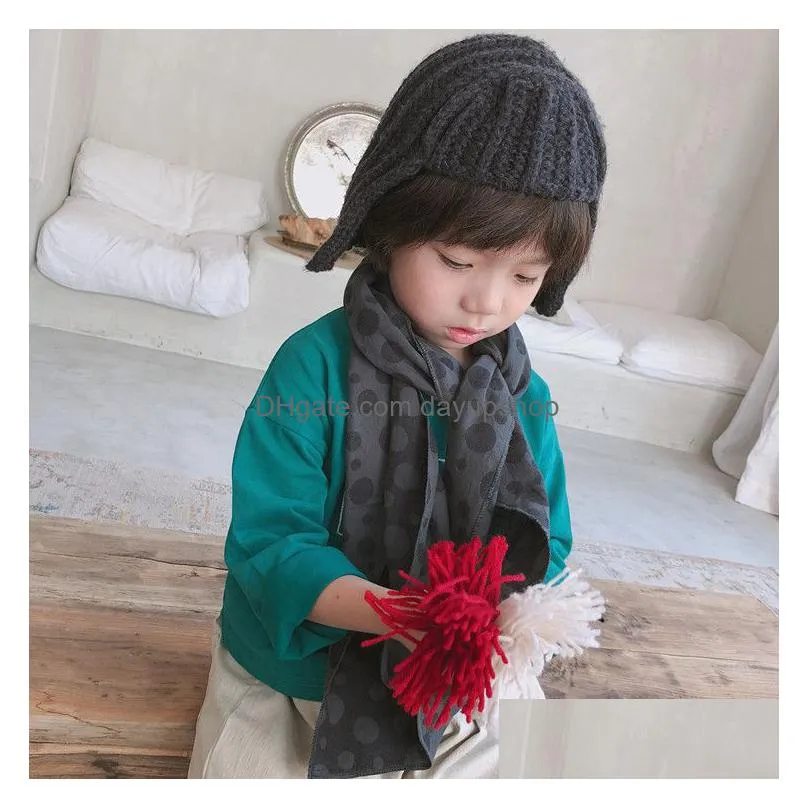 8 designs warm children scarf boy and girl comfortable scarves polka dot tassles scarf autumn winter cotton kids neckerchief