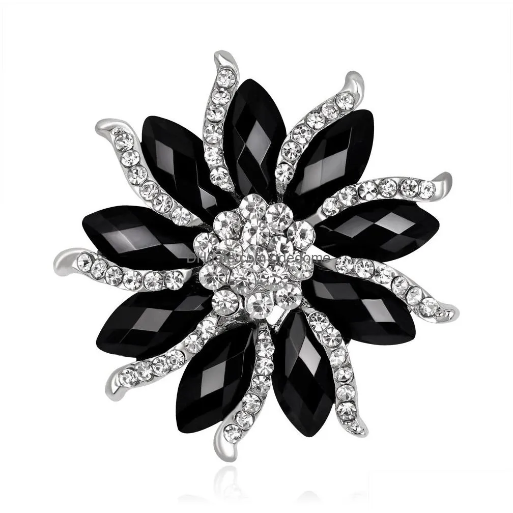 black flower brooch crystal wedding bouquet brooch pins women dress suits brooches fashion jewelry will and sandy gift