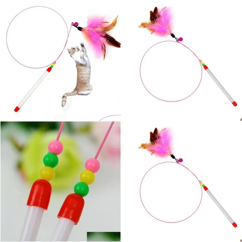 Style Kitten Cat Teaser Interactive Toy Rod With Bell And Featherpet Toys Dogs Accessoires
