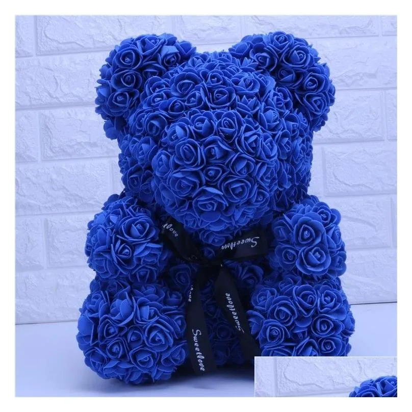 NEW Valentines Day Gift 25cm Red Bear Rose Teddy Bear Rose Flower Artificial Decoration Christmas Gift for Women Valentines