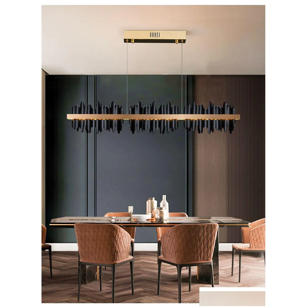 black dinning room chandelier rectangle led home decoration light fixture modern design copper kitchen island hanging lamp