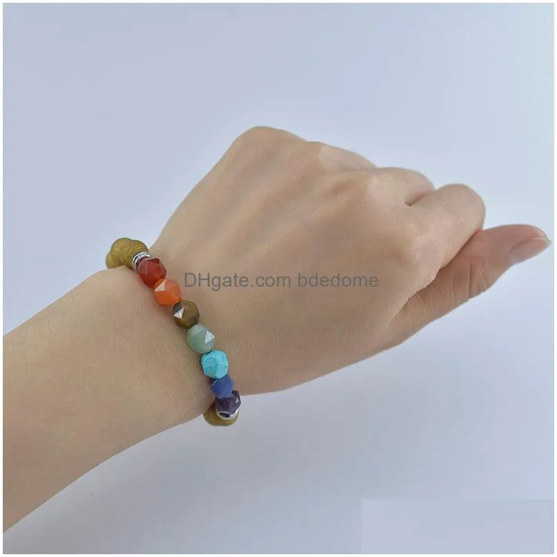 update 8mm faceted stone beaded bracelet strand yoga 7 chakra gemstone tiger eye red agate amethyst energy crystal beads bracelets