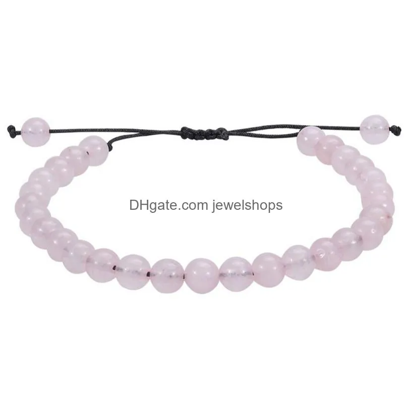 6mm natural stone healing crystal beaded bracelet women men handmade precious gemstone round bead adjustable bracelets jewelry