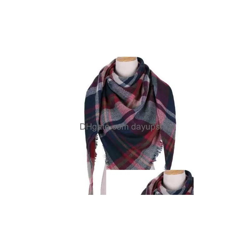 26 designs women winter triangle scarf plaid scarf pashmina kerchief oversized tartan cashmere scarves tartan neckerchief shawl wraps