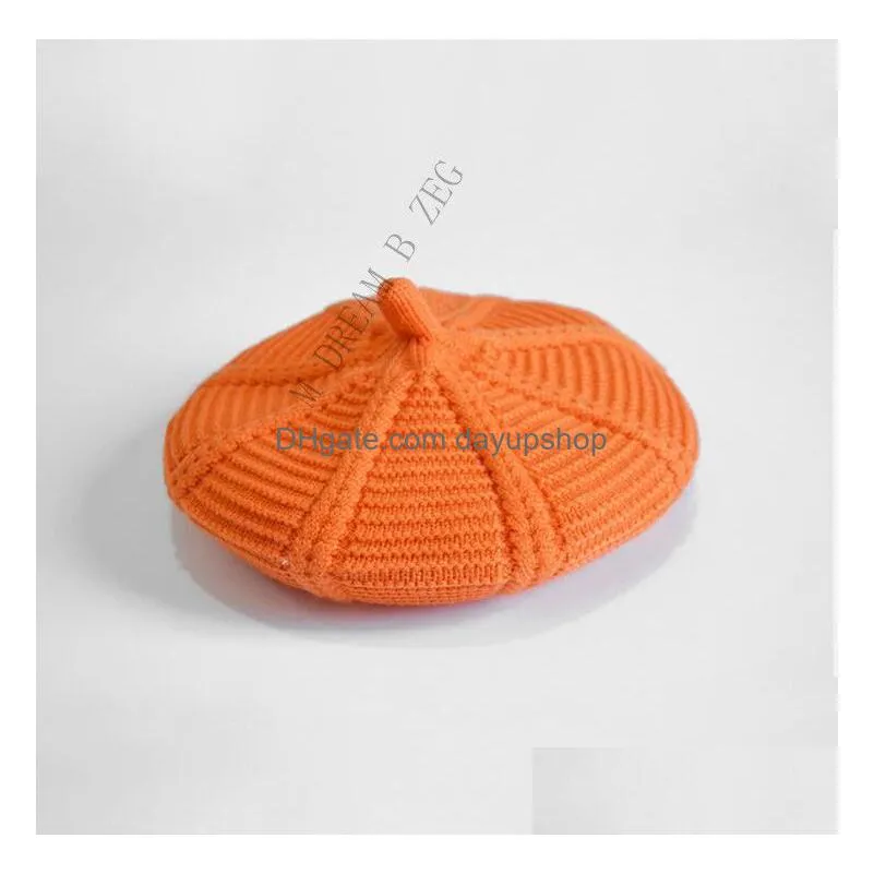 winter new solid color berets cap fashion beret knitted hat high quality variety of style candy-colored beret hat