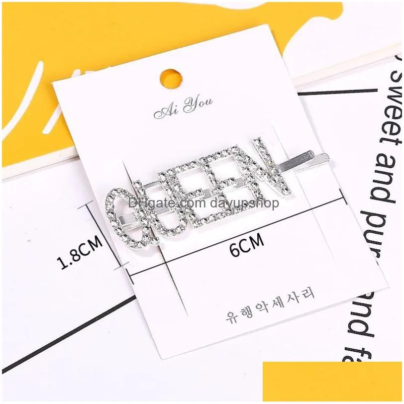 14 styles fashion hair clip crystal rhinestone letter barrette girl hairpin diamond words barrettes fashion woman hair accessories