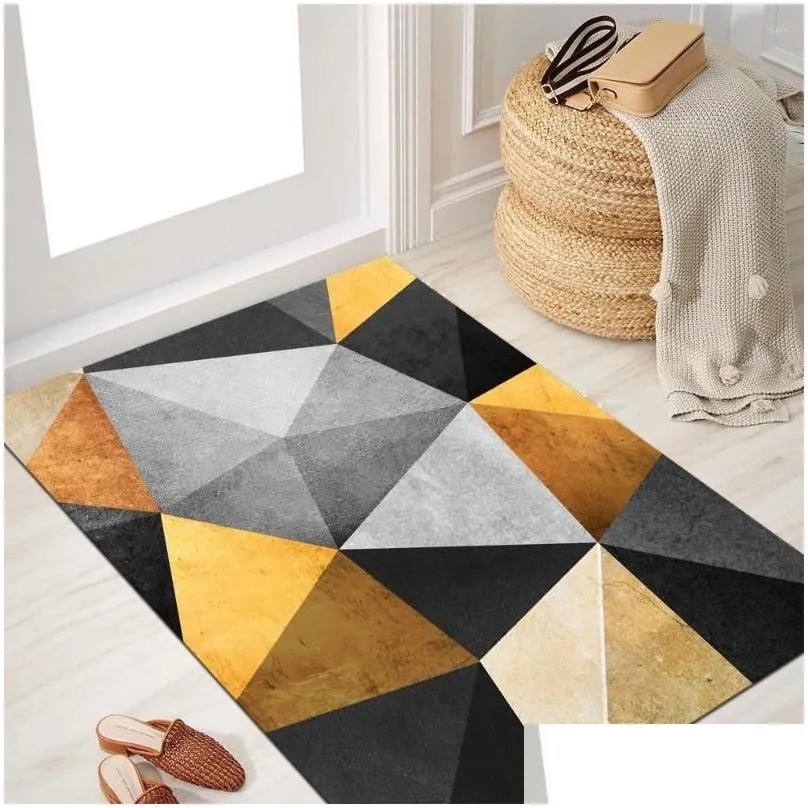 Carpets Nordic Marble Geometry Teenager Room Decoration For Living Bedroom Rug Non-slip Area Rugs Home Washable Mats