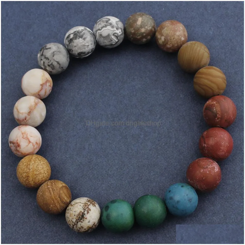 update 10mm universe natural stone agate bracelet stretch beaded bracelets for women men fashion jewelry