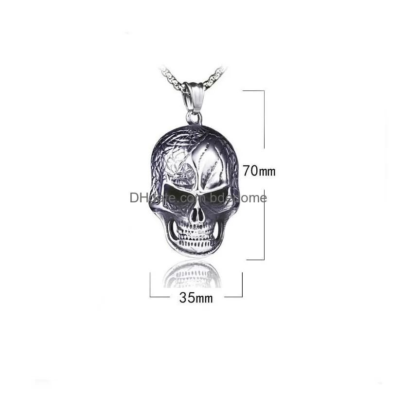 ancient silver skull pendant necklace celtic stainless steel skeleton necklaces men fine jewelry