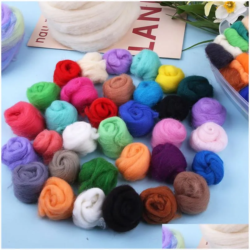 craft tools miusie 26 colors felting wool soft fibre roving for needle and handcraft diy doll suitable women beginner 230107