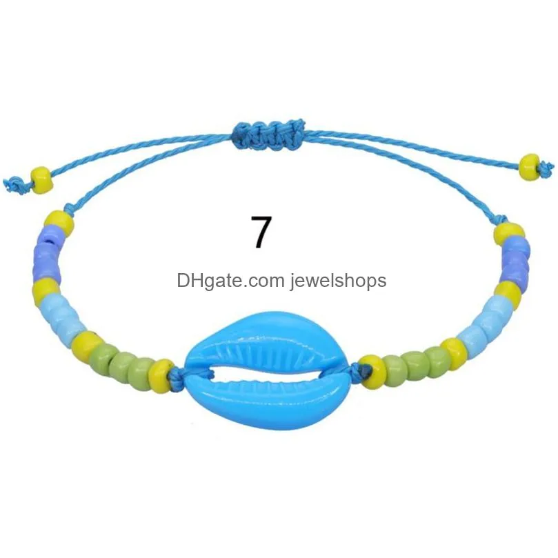 acrylic shell rice beads bracelet bohemian anklets summer beach jewelry for women girl gift