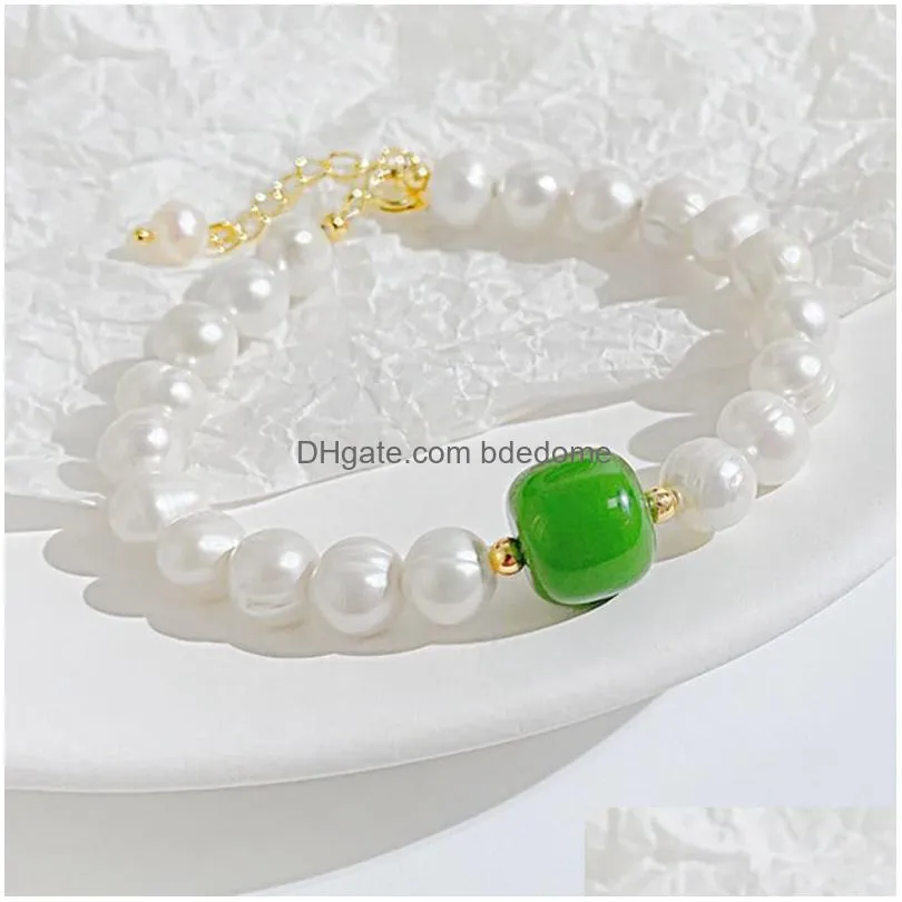 freshwater pearl beaded bracelet simple beads bracelets for women adjustble bangle fashion jewelry