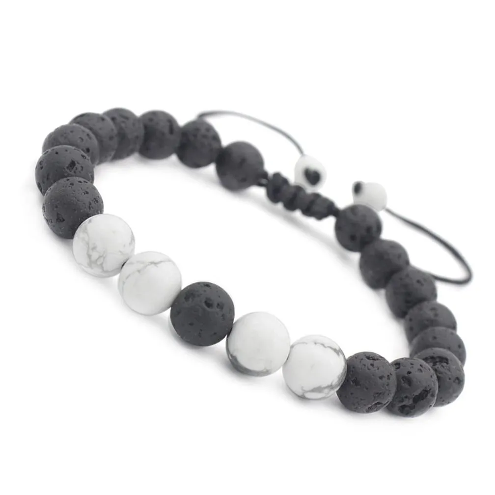 new arrival 8mm lava rock charm bracelets white turquoise natural stone women beaded bracelet bangle for mens adjustable handmade