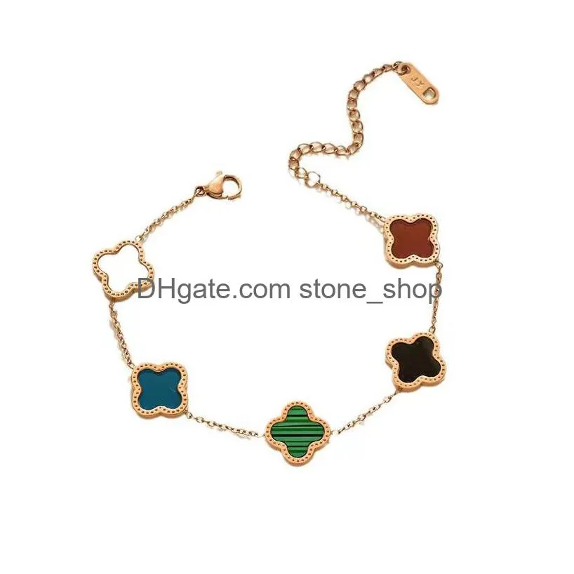 designer bracelet four leaf clover designer jewelry 18k gold bangle bracelet for women men necklaces chain elegant jewelery