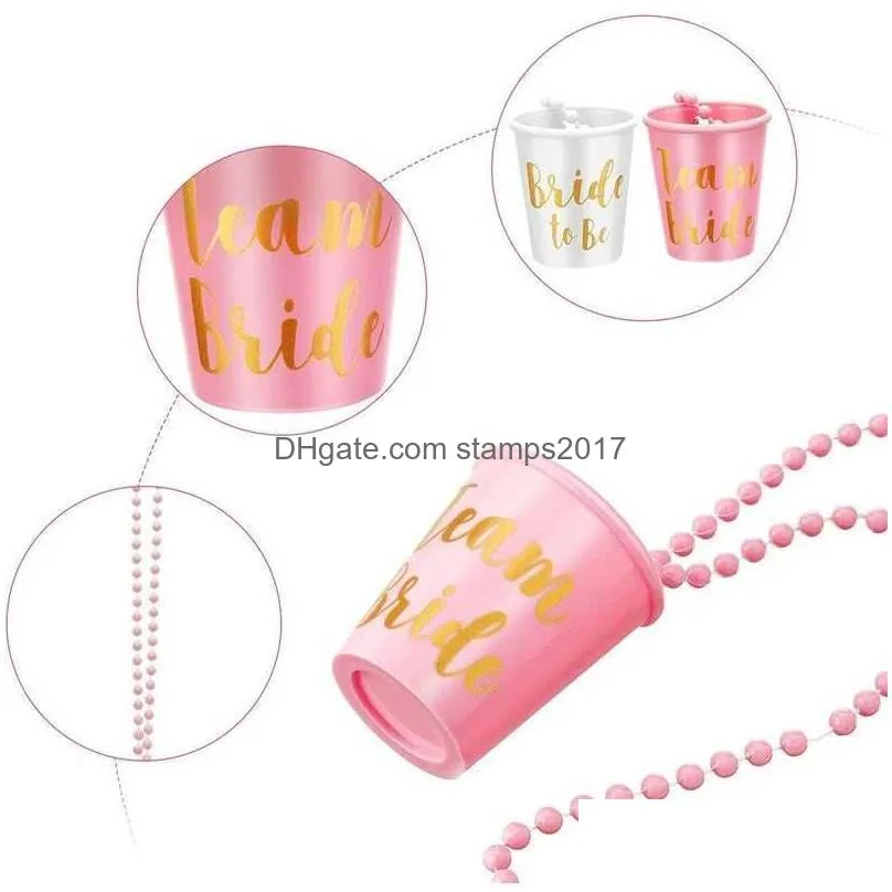  1-6pcs team bride to be cup plastic s glasses necklace hen bachelorette party supplies wedding decorations bridal shower gift