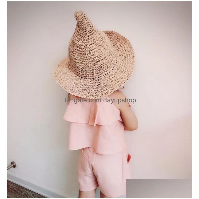 unisex children straw hats soft sun hat creative peaked cap bucket hat beach hat wide brim hats panama caps