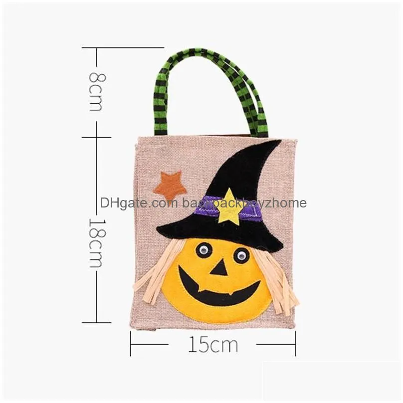 26*15cm festive party supplies halloween linen tote bag pumpkin candy storage bags 4 styles halloweens decoration handbag t9i001370