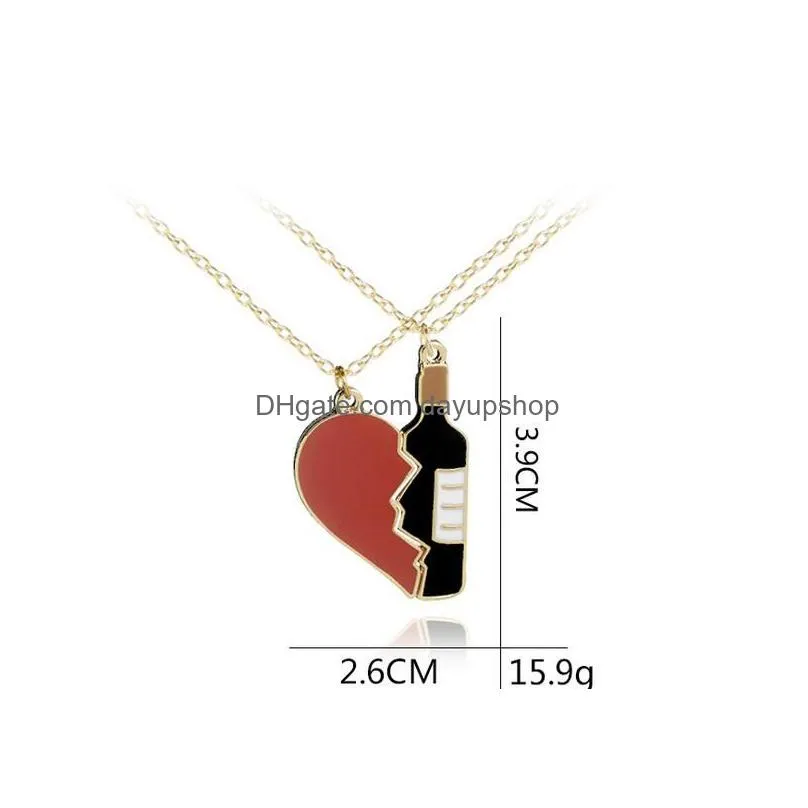 hot heart with wine bottle necklace lover necklace creative collarbone chain fashion accessories nice wedding souvenir birthday gift