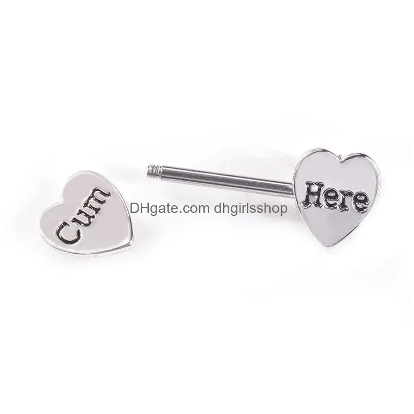 update sexy letter heart nipple ring stainless steel tongue rings bar body piercing jewelry for women gift