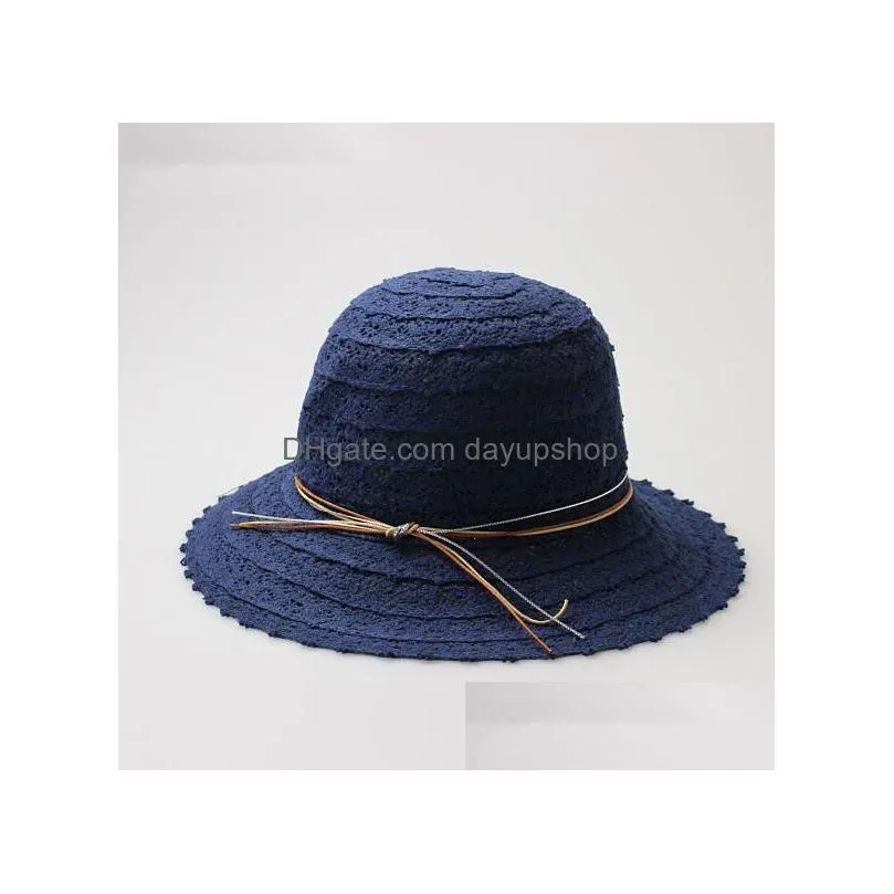 quality straw hats folding ventilate bucket hats with bowknot dome sun hat fsherman hat sunbonnets