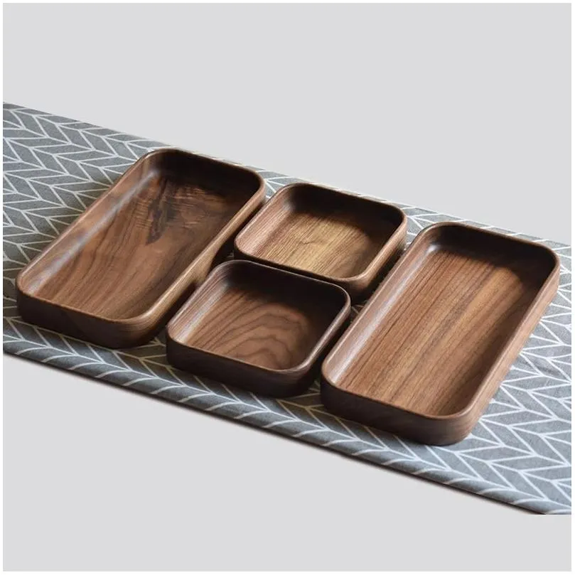 black walnut wooden fruit plate wood dessert plates and dishes serving tray sushi tableware rectangle 