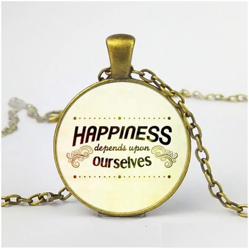new inspirational word pendant necklaces round glass letter moonstone charm chain for women & men s fashion luxury jewelry gift