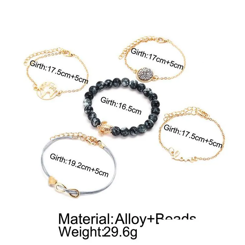 boho shell geometric bracelets set for women gold aircraft map crystal beads charm bangle fashion vintage jewelry gift