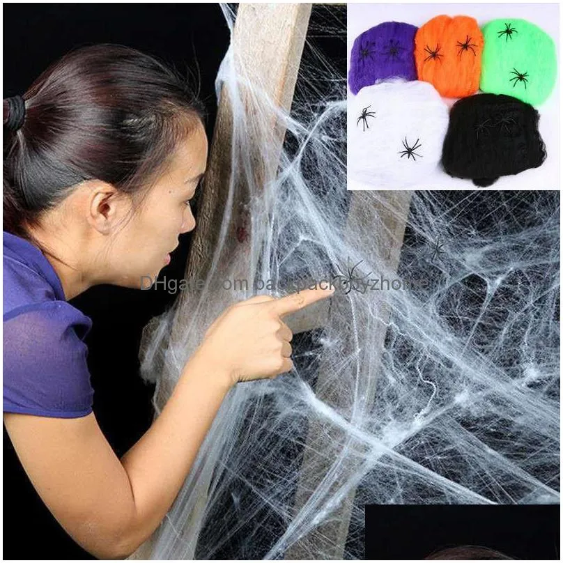 halloween spiders web stretchy cobweb with spider for halloweens party ktv bar props bars haunted house decoration