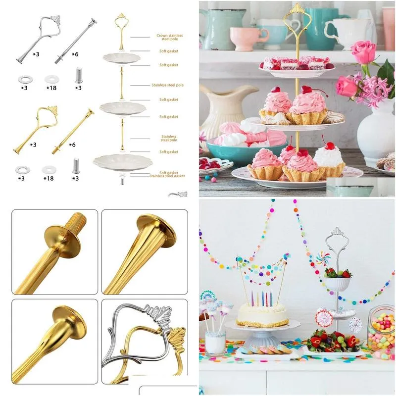 Baking & Pastry Tools 6Pcs For 3 Tier Cake Stand Fittings Hardware Holder Resin Crafts DIY Making Cupcake Serving Decoration