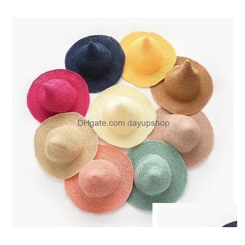 unisex children straw hats soft sun hat creative peaked cap bucket hat beach hat wide brim hats panama caps