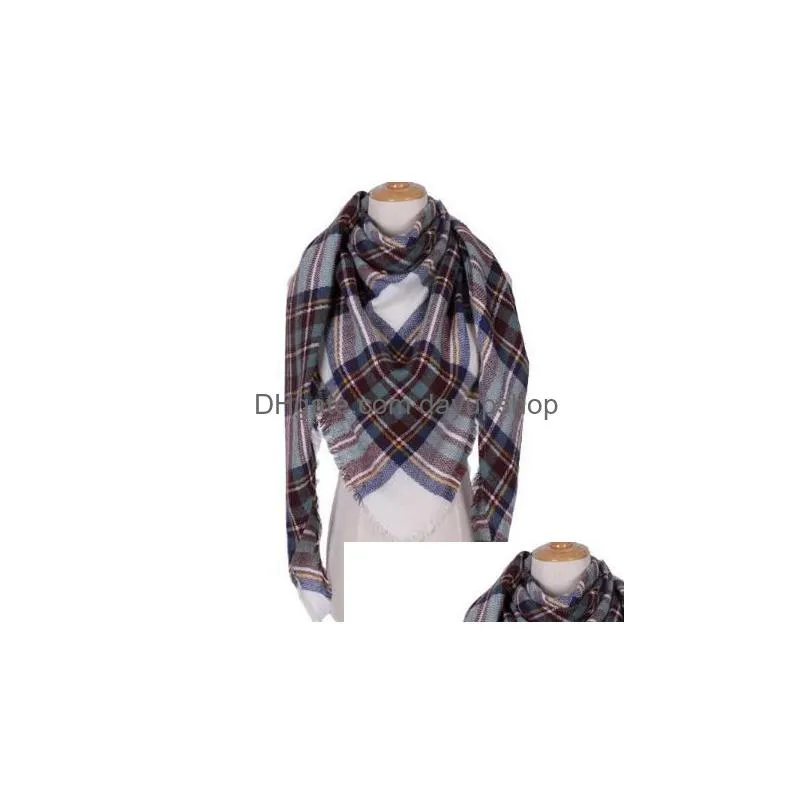 26 designs women winter triangle scarf plaid scarf pashmina kerchief oversized tartan cashmere scarves tartan neckerchief shawl wraps