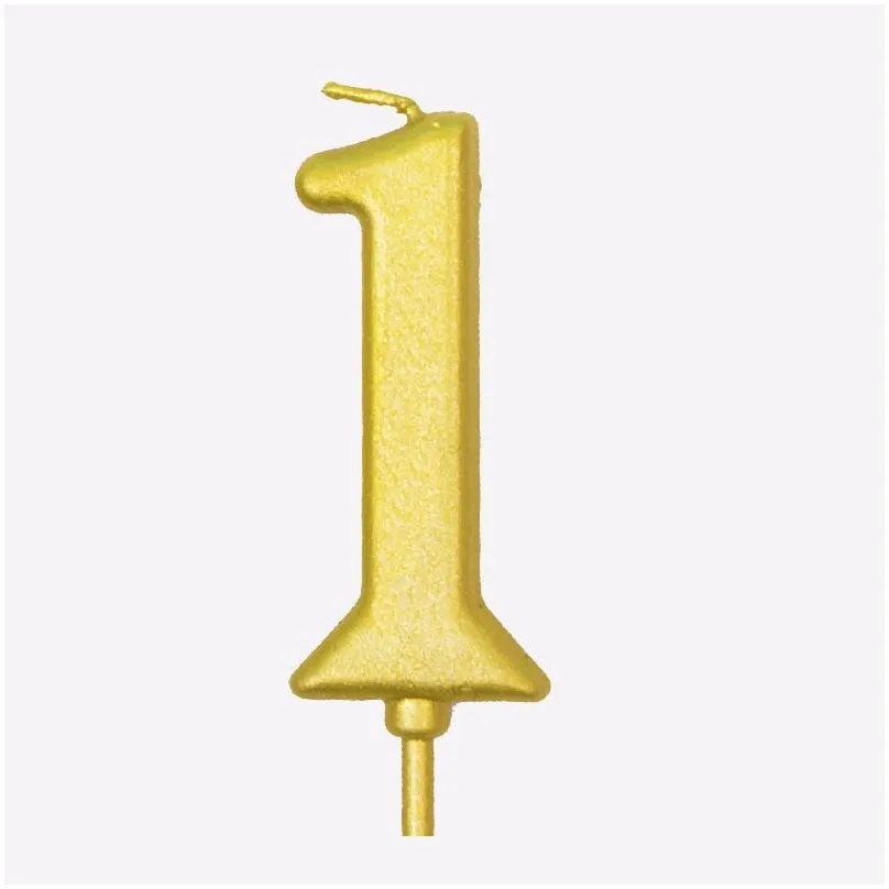 100pcs Gold 0-9 Number Environmental Smokeless Digital Candle + Chassis Tray Kids Baby Birthday Party Supply Cake Decor