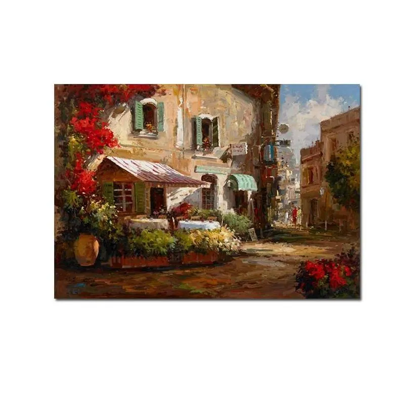 paintings retro garden landscape flower oil painting print on canvas nordic poster wall art picture for living room home decoration