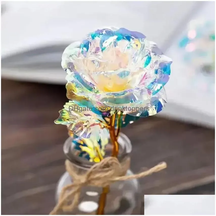 24k gold foil rose flower led luminous galaxy mothers day valentines day gift fashion gifts fy4432