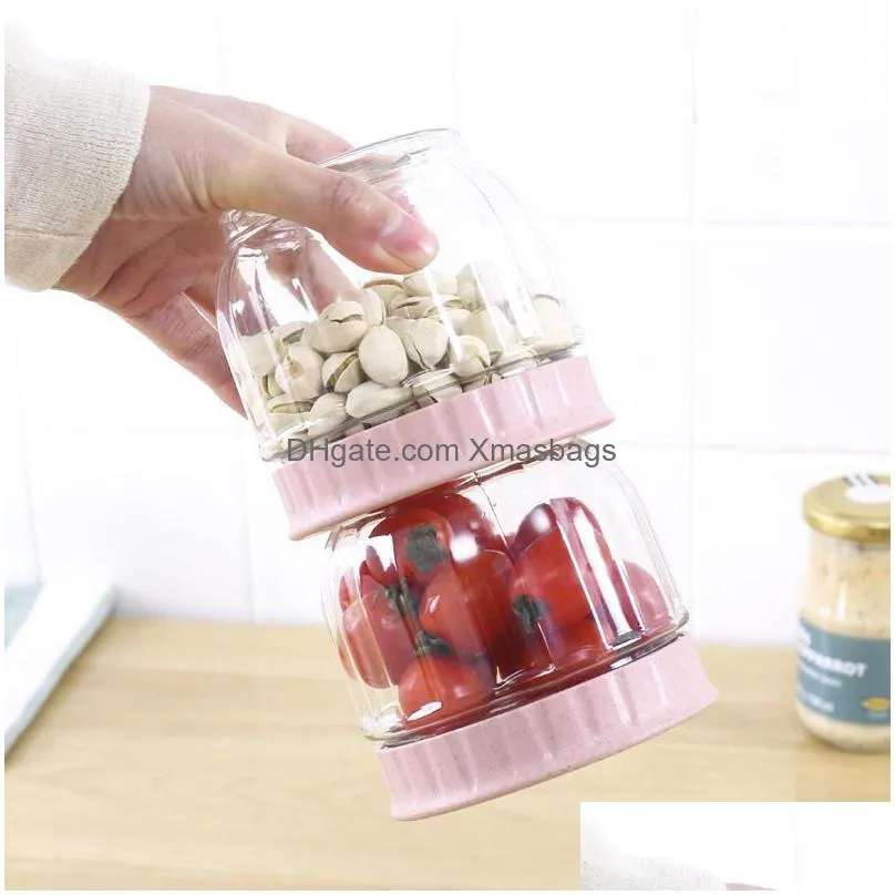 storage food plastic container sealed kitchen can grain origin box transparent three piece tank