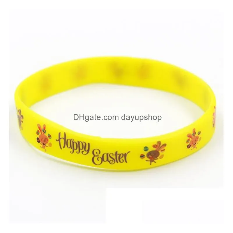 customizable easter silicone bracelet mens womens fashion wristband elastic bracelet party gift jewelry for kids adult easter egg