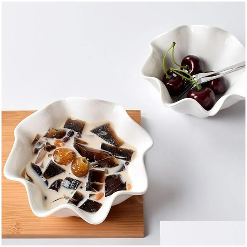 Dishes & Plates 1Pc 5.9Inches Ceramic Fishtail Shaped Dish Condiment Relish Plate Tableware Seasoning Sauce Snack Mini Bowl(White)