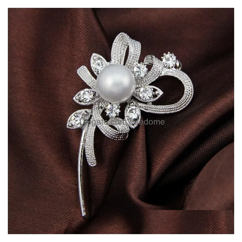 crystal flower brooch pin business suit tops wedding formal dress corsage rhinestone brooches for women men fashion jewelry