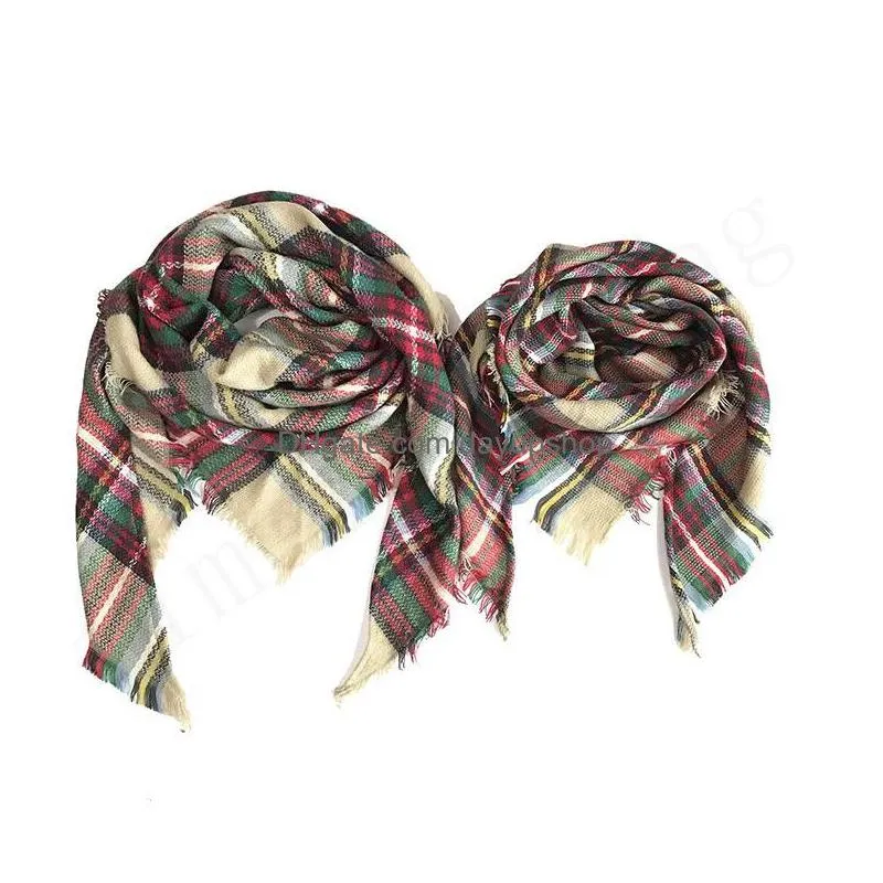 mother and daughter scarves winter triangle scarf fashion plaid shawl scarf cashmere-like blanket scarves warm bufandas