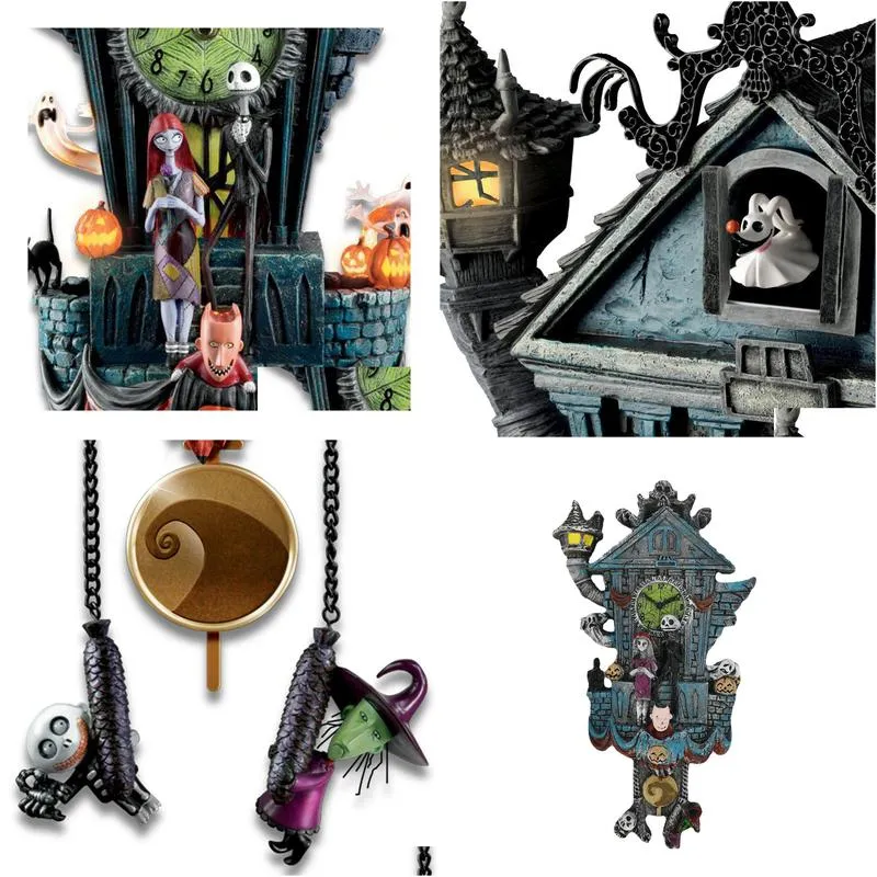 other home decor halloween wall clock nightmare cuckoo tim burton s the night mare before christmas ornaments pendulum jack sally