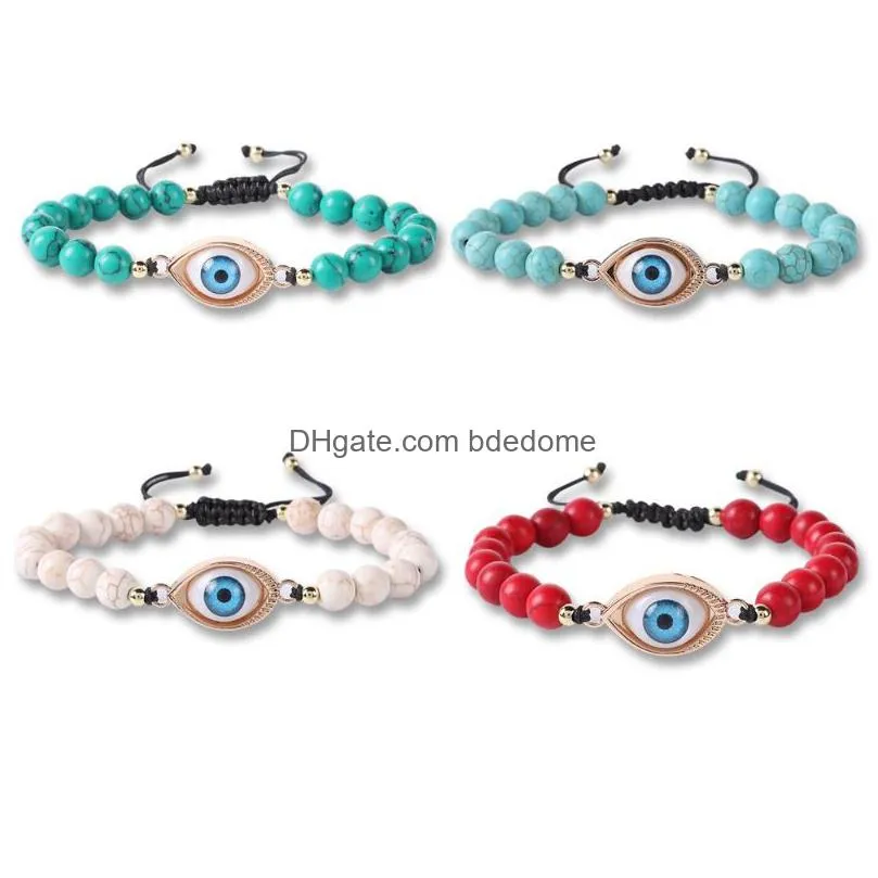 turquoise eye charm bracelet buddha adjustable stone beaded bracelets wristband for women fashion jewelry